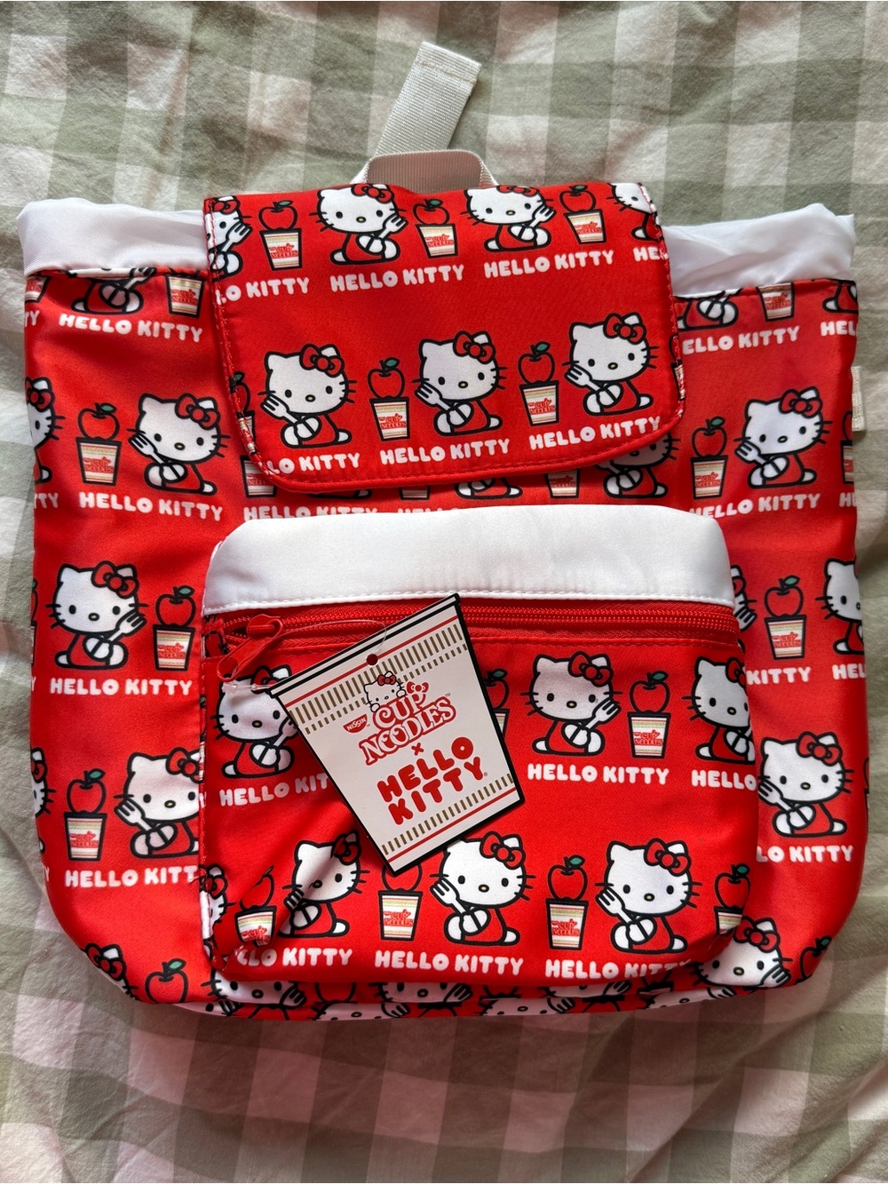 Hello Kitty Red and White Patterned Backpack